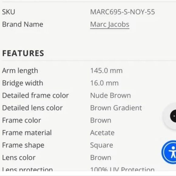 Marc Jacobs 695/S NOYHA 550 16 145V Logo Tonal Acetate Square Sunglasses main image 5